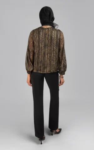 بلوز زنانه استین بلند طرح‌دار پاییز-زمستانه شیک نوادو