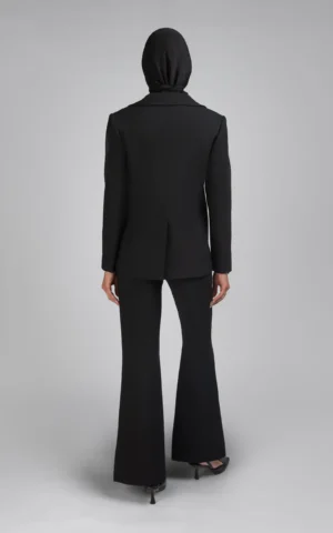 کت زنانه مشکی رسمی پاییز-زمستانه دکمه‌دار شیک نوادو