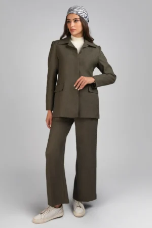 جلیقه زنانه سبز تیره رسمی پاییز-زمستانه نوادو