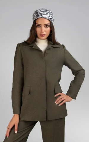 جلیقه زنانه سبز تیره رسمی پاییز-زمستانه نوادو