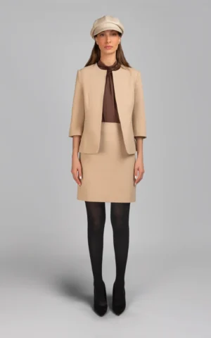 کت زنانه کرم رنگ پاییز-زمستانه شیک مجلسی نوادو