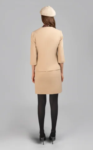 کت زنانه کرم رنگ پاییز-زمستانه شیک مجلسی نوادو
