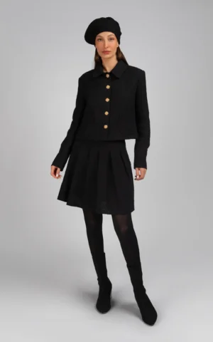 کت زنانه مشکی دکمه‌دار پایییز-زمستانه رسمی نوادو