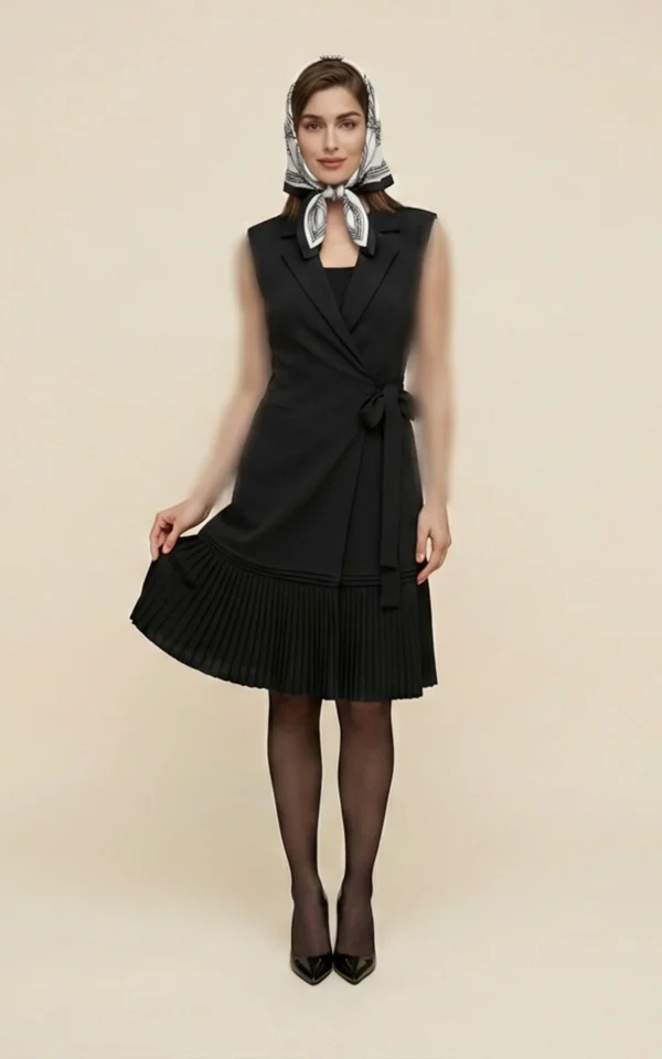 پیراهن زنانه مشکی یقه انگلیسی نوادو کد 404114131701 - Image 3