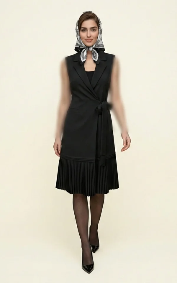 پیراهن زنانه مشکی یقه انگلیسی نوادو کد 404114131701 - Image 4