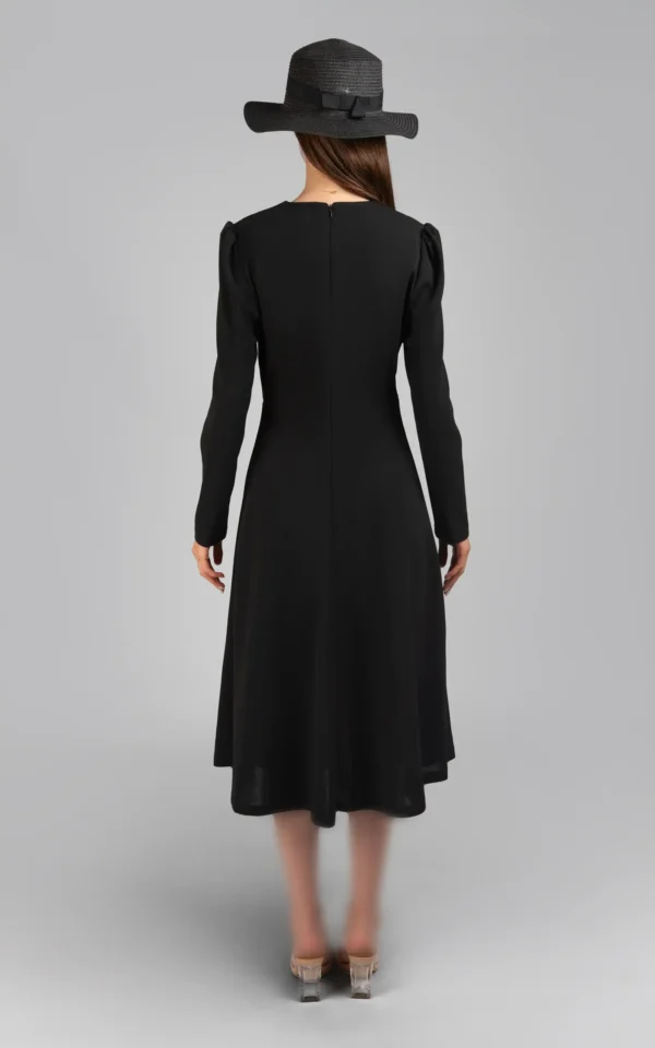 پیراهن زنانه آستین بلند مشکی شیک فیت پاییز-زمستانه نوادو