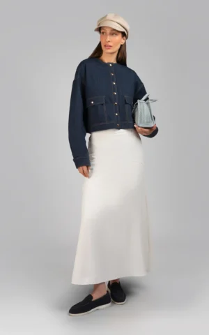 دامن زنانه سفید شیک پاییز-زمستانه نوادو