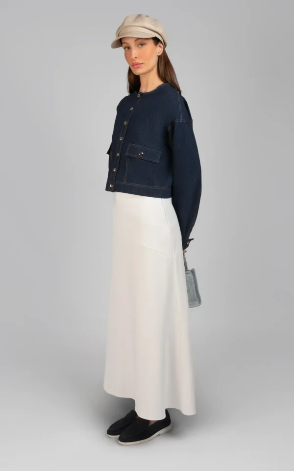 دامن زنانه سفید شیک پاییز-زمستانه نوادو