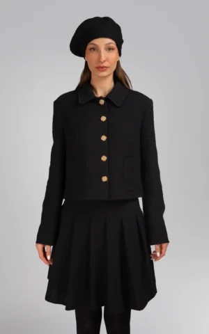 دامن زنانه مشکی رسمی پاییز-زمستانه چین‌دار نوادو