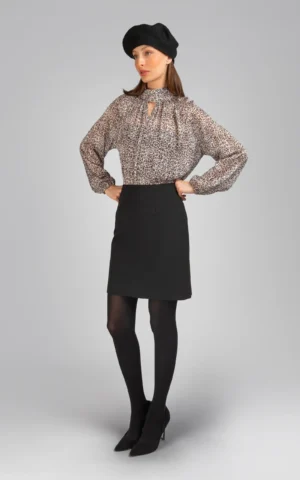 دامن زنانه مشکی کوتاه پاییز-زمستانه شیک نوادو