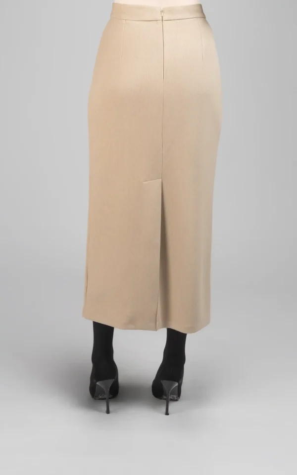 دامن زنانه کرم رنگ پاییز-زمستانه بلند شیک نوادو