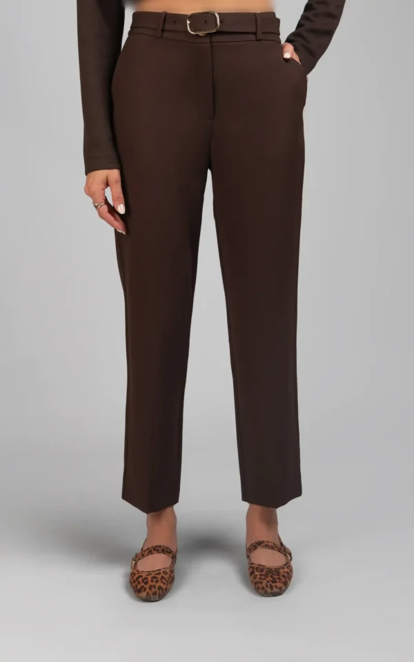 شلوار زنانه فیت قهوه‌ای رسمی پاییز-زمستانه نوادو