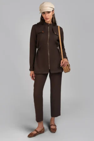 شلوار زنانه فیت قهوه‌ای رسمی پاییز-زمستانه نوادو