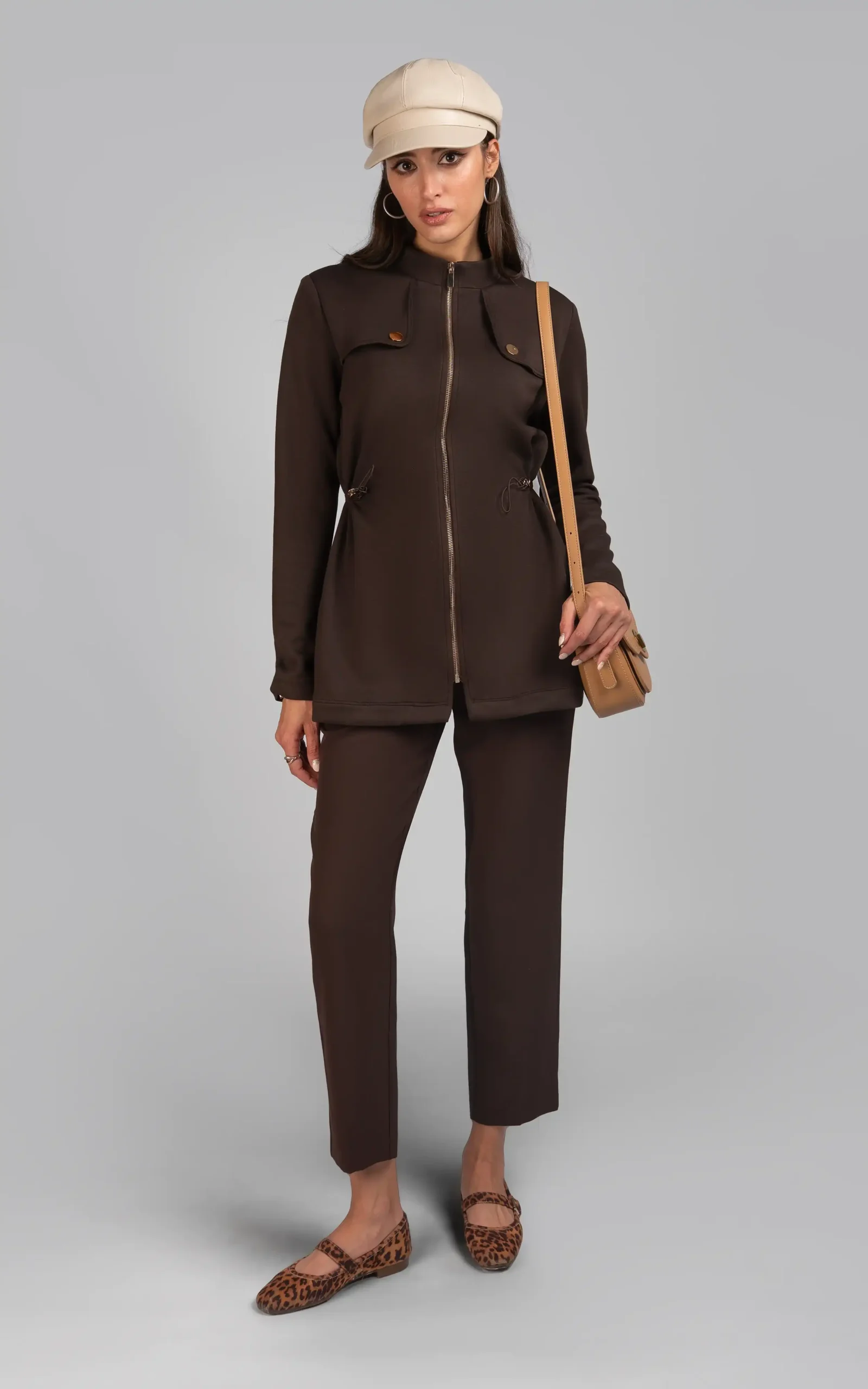 404123031754 شلوار زنانه فیت قهوهای رسمی پاییز-زمستانه نوادو