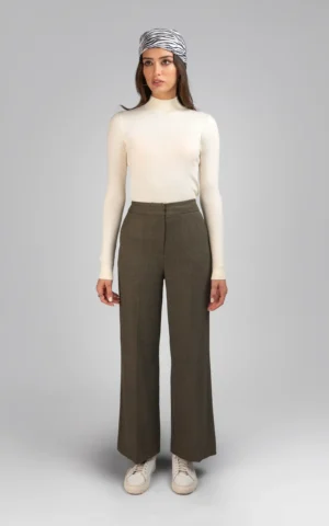 شلوار زنانه رنگ سبز تیره پاییز-زمستانه گرم شیک نوادو