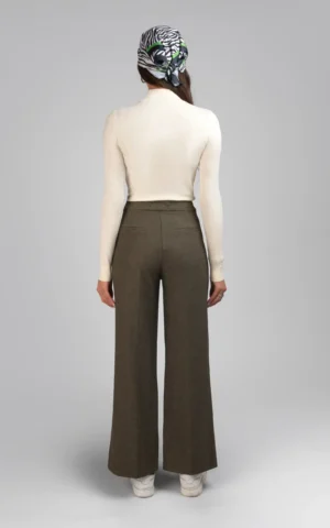 شلوار زنانه رنگ سبز تیره پاییز-زمستانه گرم شیک نوادو