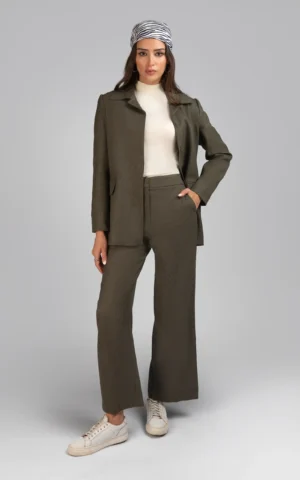 شلوار زنانه رنگ سبز تیره پاییز-زمستانه گرم شیک نوادو