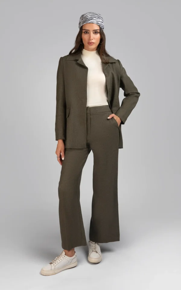 شلوار زنانه رنگ سبز تیره پاییز-زمستانه گرم شیک نوادو
