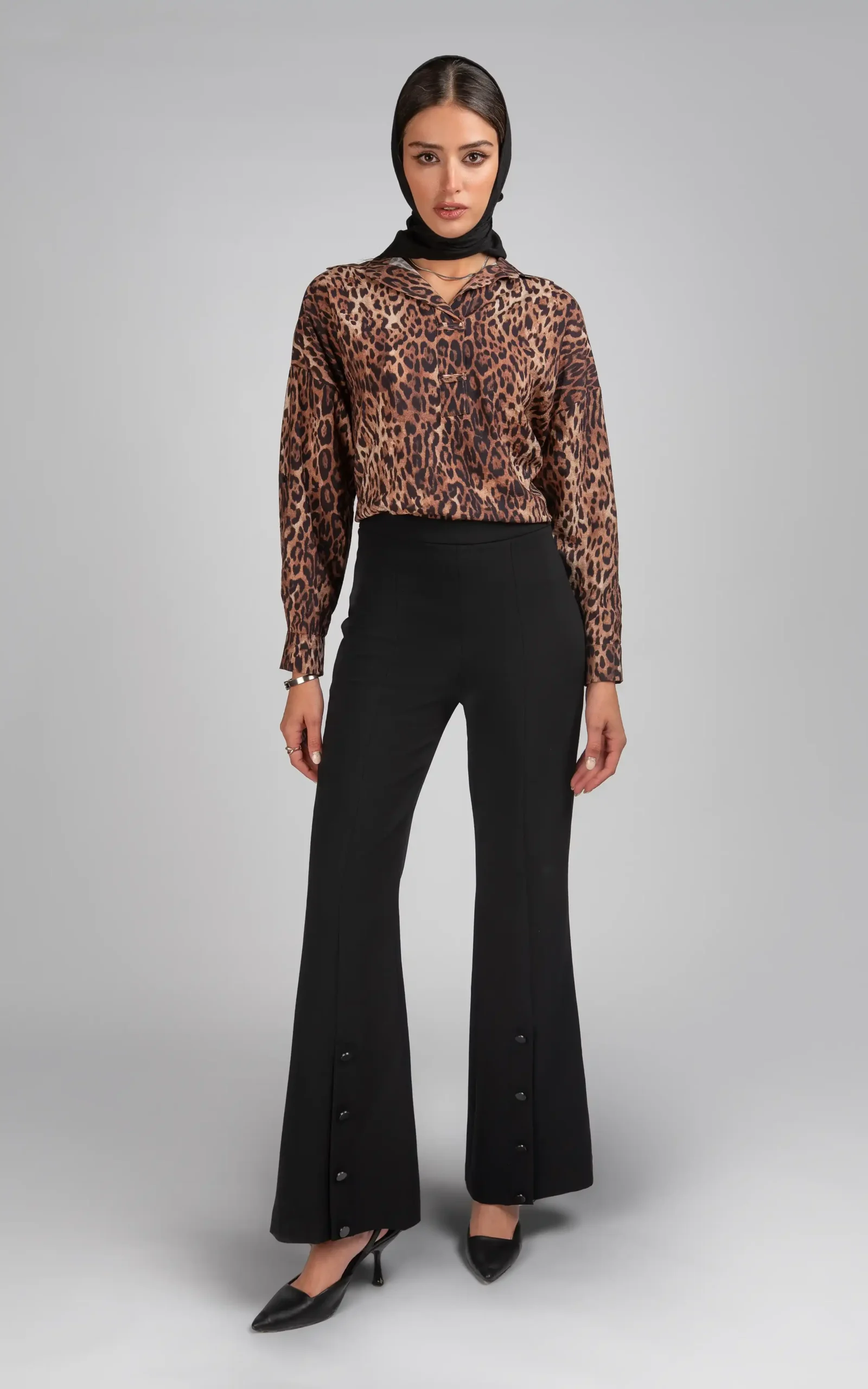 شلوار زنانه مشکی واید مشکی پاییز-زمستانه شیک نوادو