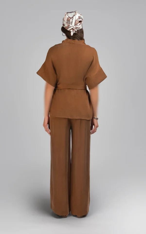 شلوار زنانه قهوه‌ای راسته راحت شیک پاییز-زمستانه نوادو
