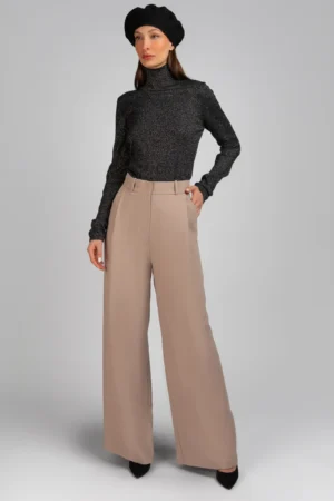 شلوار زنانه کرم رنگ راسته پاییز-زمستانه شیک رسمی نوادو