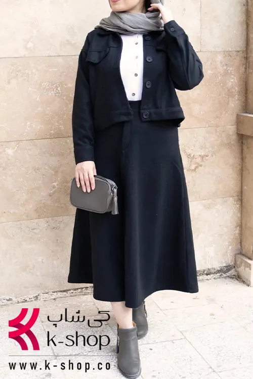 دامن پاییزه میدی سورمه ای