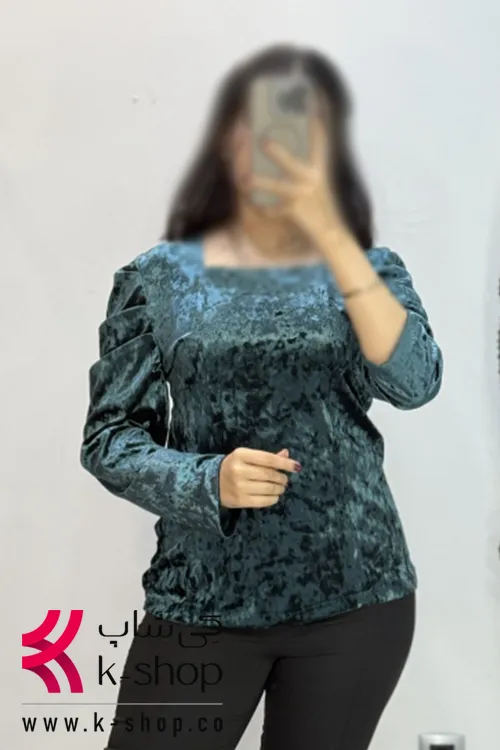 شومیز مخمل یقه مربعی