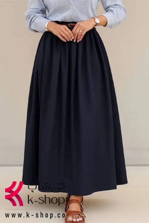 دامن پاییزه زنانه سورمه کمربند دار