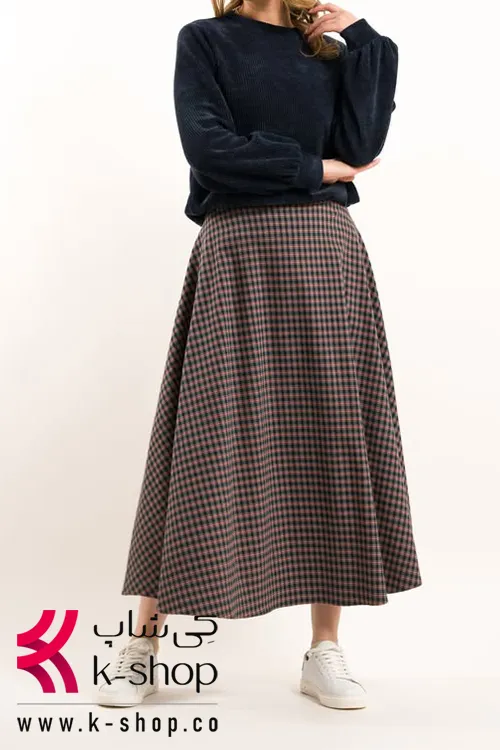 دامن پاییزه چهارخونه ای ریز