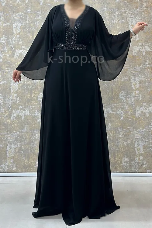 پیراهن مجلسی جدید بلند یقه گرد رنگ مشکی