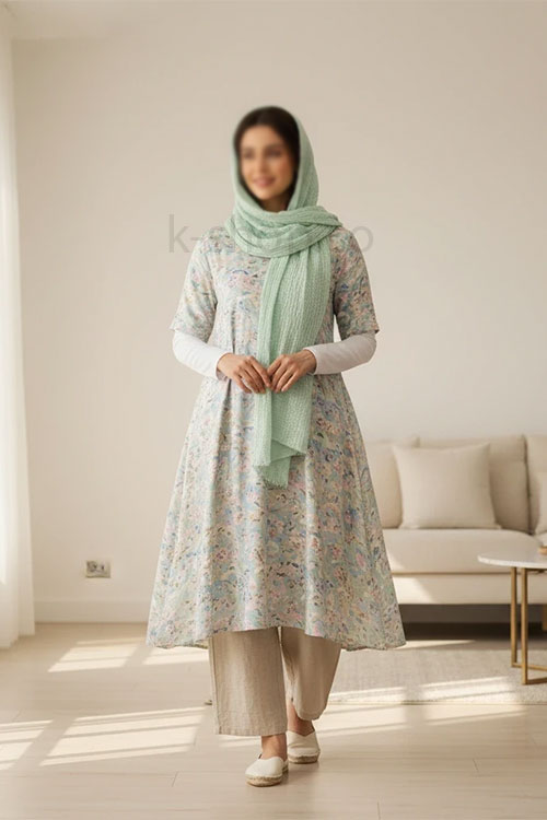 پیراهن زنانه آستین کوتاه گل دار