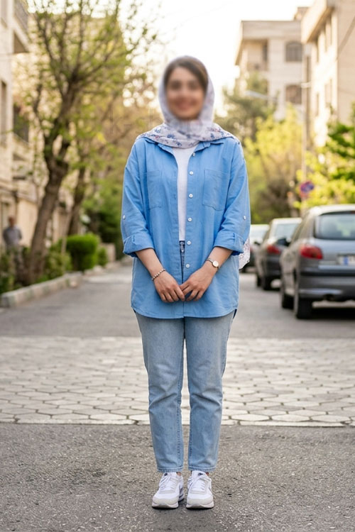 ست شومیز اسپرت با شلوار جین آبی