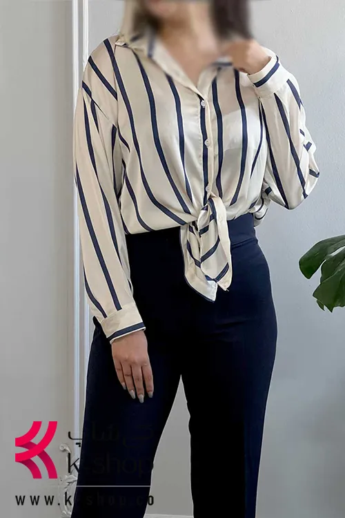 شومیز راه راه گره ای