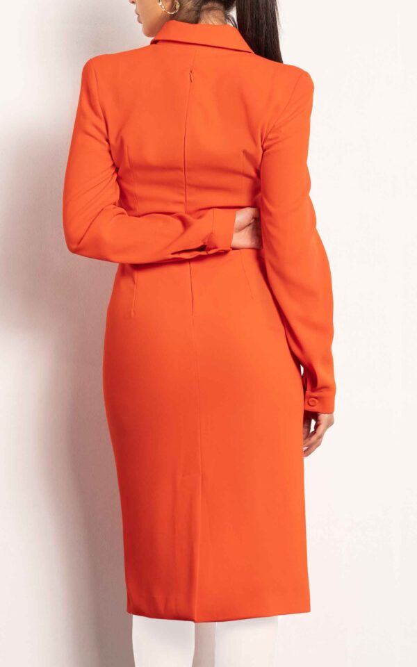 پیراهن زنانه مدادی نارنجی با یقه مردانه و جزییات حلزونی برند نوادو کد 402014271282 - Image 2