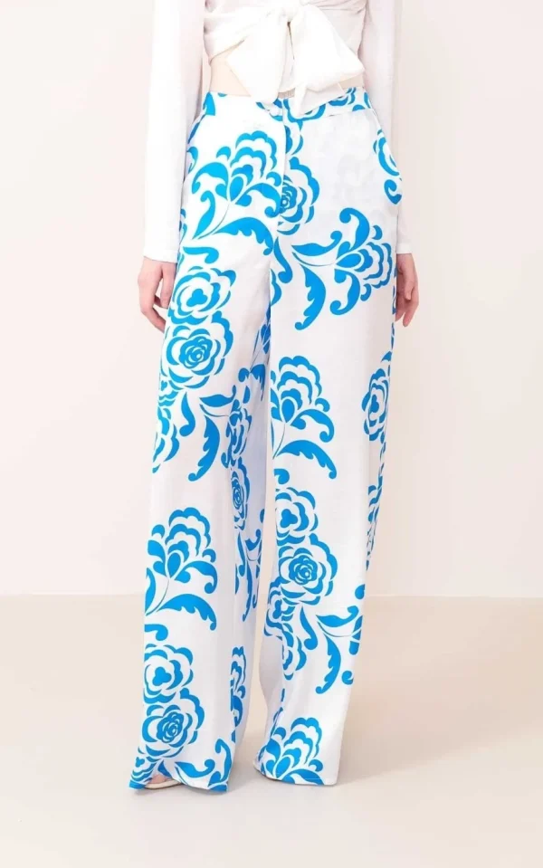 patterned-satin-trousers-blue close front