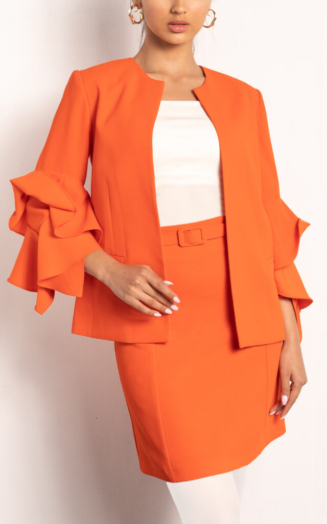 دامن کوتاه نارنجی جذب زنانه NEVADO با کمربند سگک‌دار