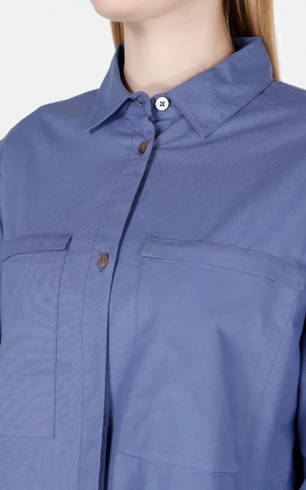 شومیز زنانه یقه‌دار دکمه‌ای برند IPEKYOL با طراحی خاص و پارچه لوکس از نمای یقه