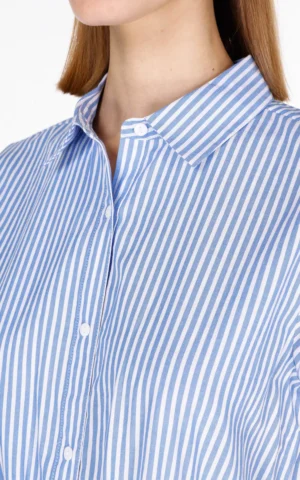 پیراهن نخی زنانه کولینز (Colin’s) آبی راه راه مدل دکمه‌دار میدی کد CL1074678 - Image 5