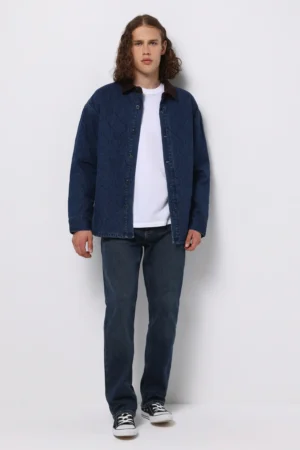 جلیقه مردانه آبی یقه‌دار پاییز-زمستانه شیک کلینز دکمه‌دار