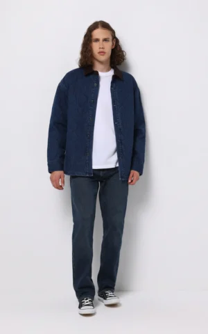 جلیقه مردانه آبی یقه‌دار پاییز-زمستانه شیک کلینز دکمه‌دار