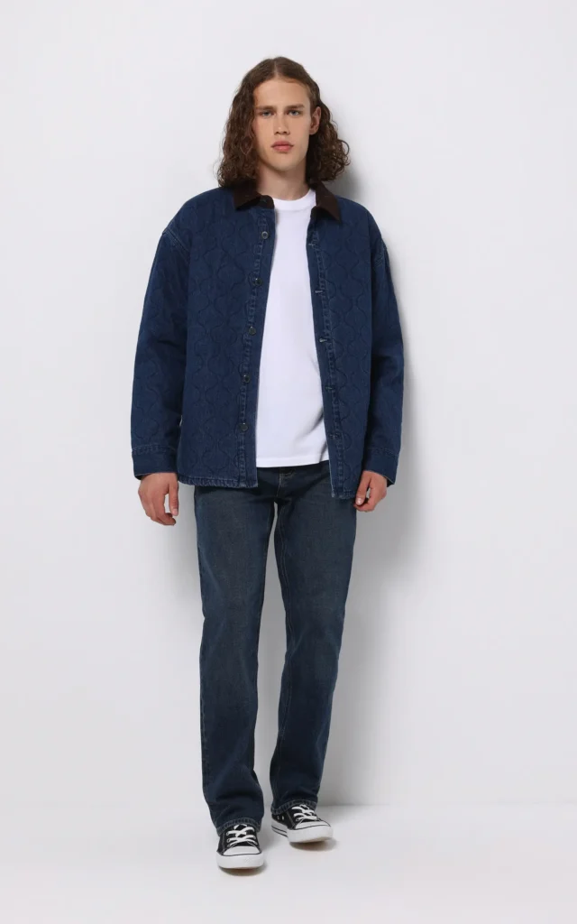 جلیقه مردانه آبی یقه‌دار پاییز-زمستانه شیک کلینز دکمه‌دار