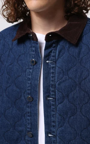 جلیقه مردانه آبی یقه‌دار پاییز-زمستانه شیک کلینز دکمه‌دار