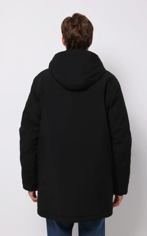 کاپشن مردانه زیپ‌دار کلاه‌دار گرم پاییز-زمستانه مشکی کلینز