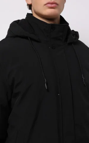 کاپشن مردانه زیپ‌دار کلاه‌دار گرم پاییز-زمستانه مشکی کلینز