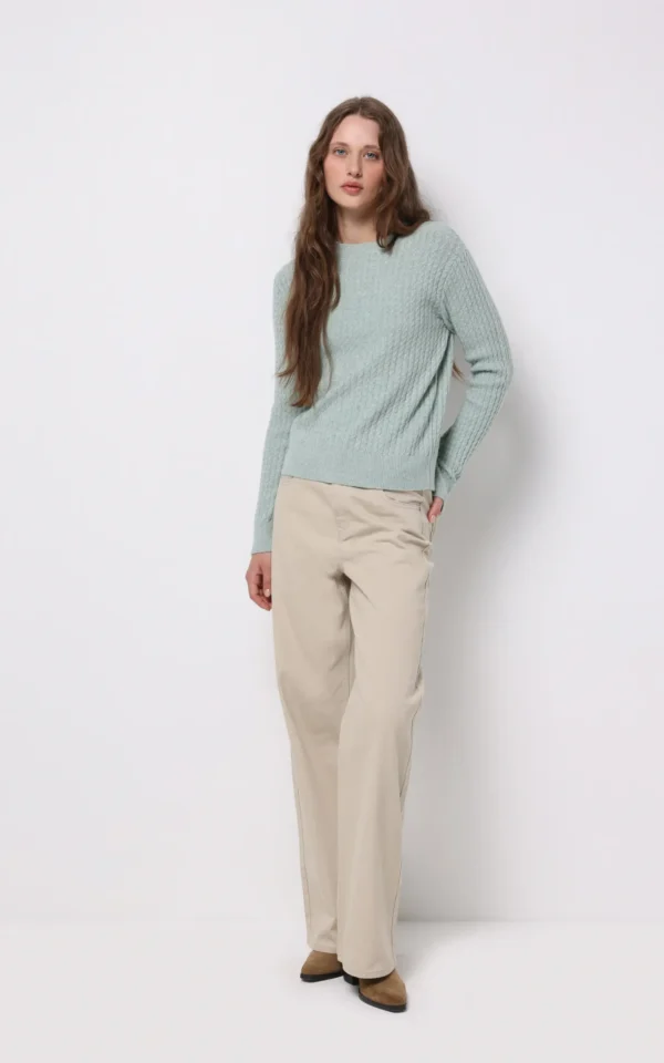 پلیور زنانه سبز یقه‌گرد گرم برند کلینز پاییز-زمستانه