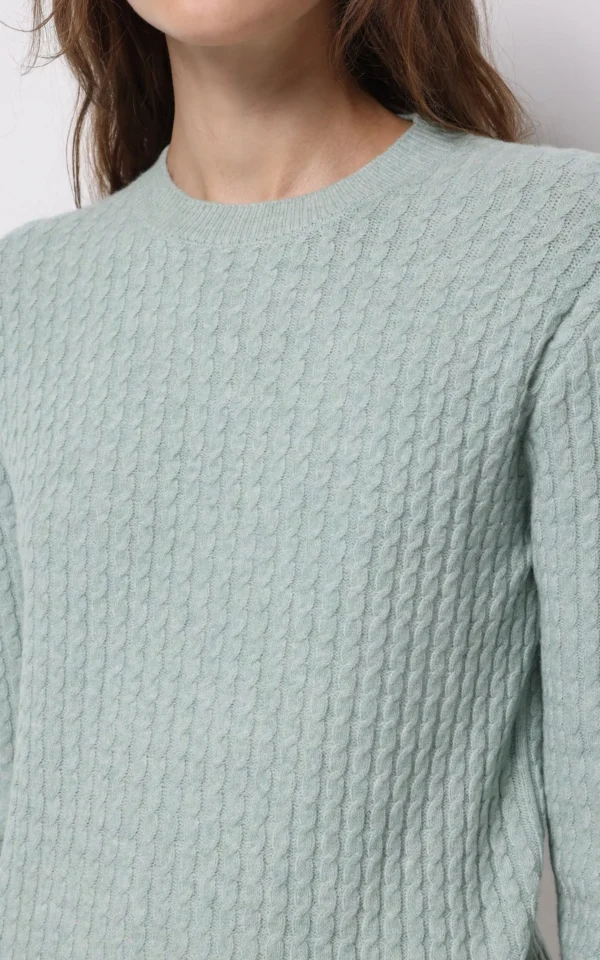 پلیور زنانه سبز یقه‌گرد گرم برند کلینز پاییز-زمستانه