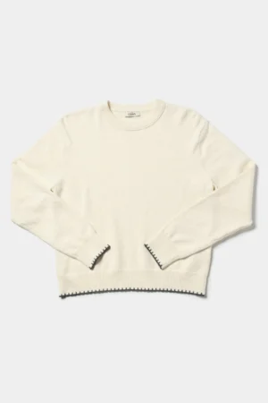 پلیور زنانه کرم رنگ یقه گرد و گرم برند کلینز پاییز-زمستانه