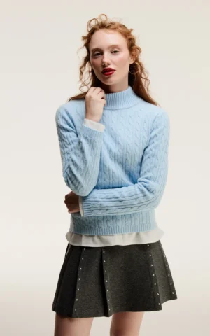 پلیور زنانه آبی بافت گرم بزند کلینز پاییز-زمستانه