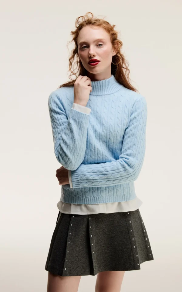 پلیور زنانه آبی بافت گرم بزند کلینز پاییز-زمستانه