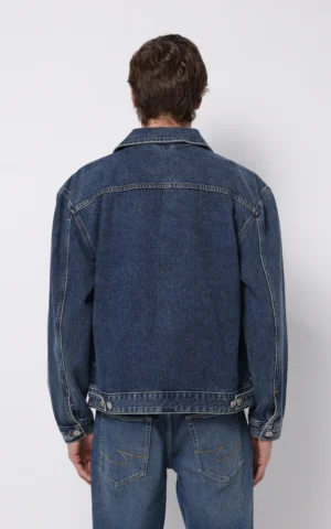 جلیقه مردانه دکمه‌دار جین آبی پاییز-زمستانه کلینز